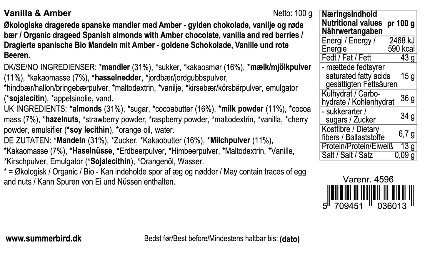 Summerbird, Vanilla & Amber